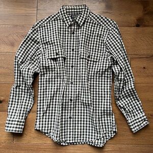 Filson Black and White Gingham Button-Down Shirt Sz Small Fits Med